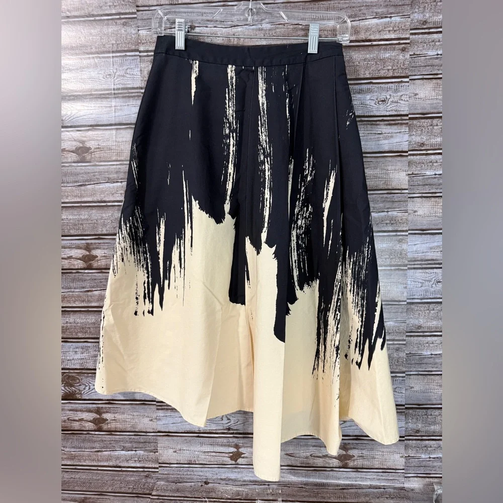 Eva Franco Anthropologie Abstract Brushstroke Faux Wrap Skirt Size 4 - Picture 1 of 6